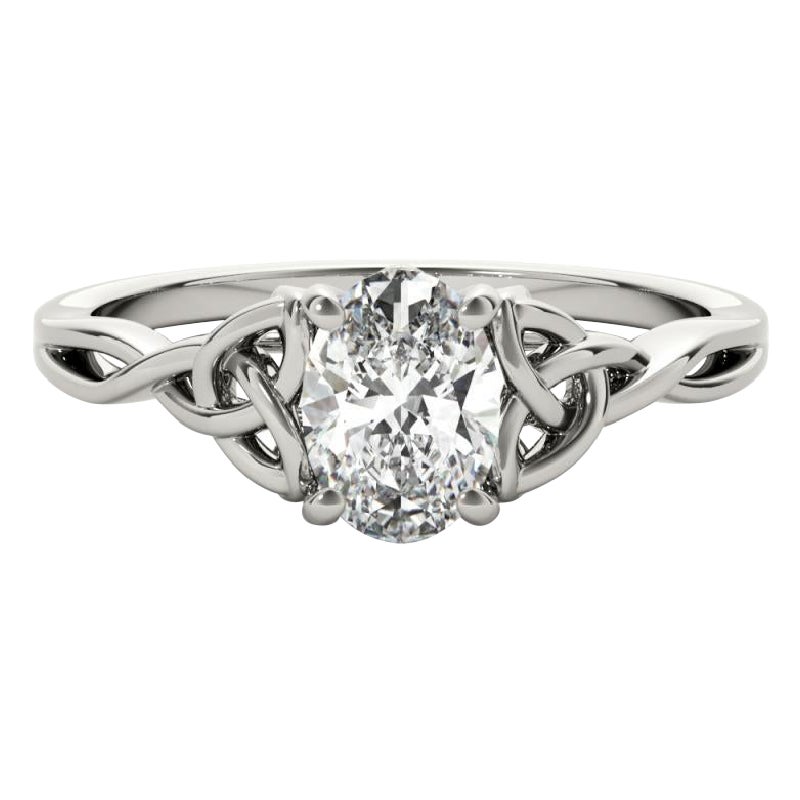 GIA 1,5ct Solitario ovale traforato Nodo celtico in oro bianco 18 carati