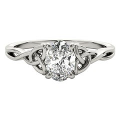 GIA 1,5ct Solitario ovale traforato Nodo celtico in oro bianco 18 carati