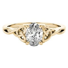 GIA 1.5ct Oval Solitaire Openwork Celtic Knot 18K Yellow Gold Diamond Ring