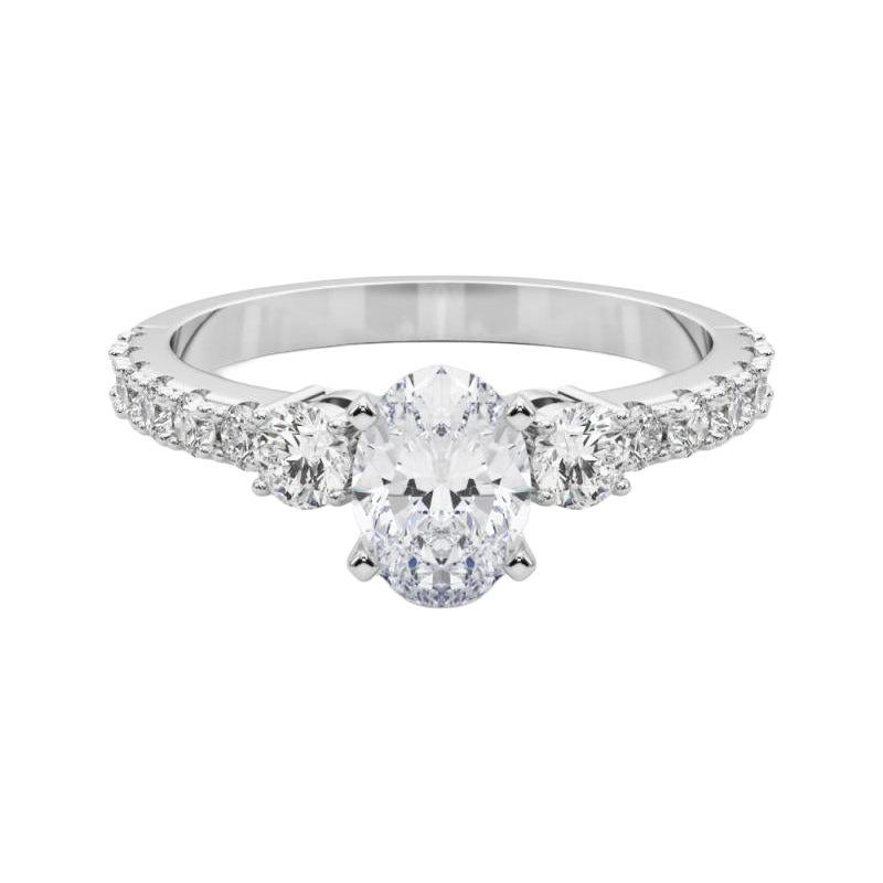 GIA 1.5ct Oval Three-Stone with Diamond Shank  Diamond Ring