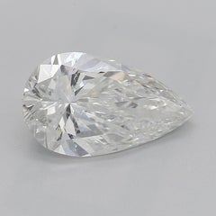 GIA 1.5ct Pear Slim Band Prong Set Solitaire 18K White Gold Diamond Ring