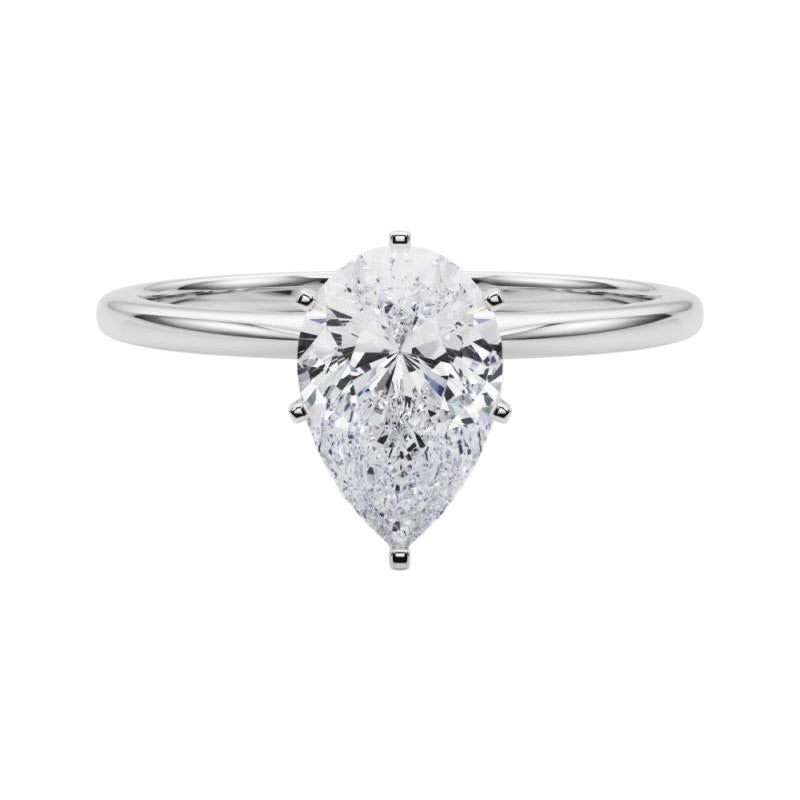 GIA 1,5ct Pear Slim Band Prong Set Solitär 18K Weißgold Diamantring