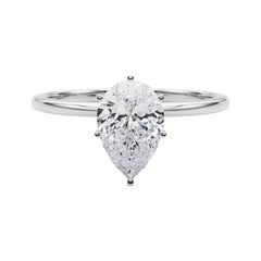 GIA 1,5ct Pear Slim Band Prong Set Solitär 18K Weißgold Diamantring