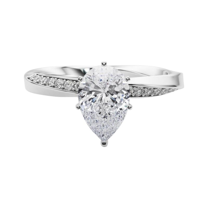 GIA 1,5ct Pear Solitaire Twisted Square Band Anello con diamante