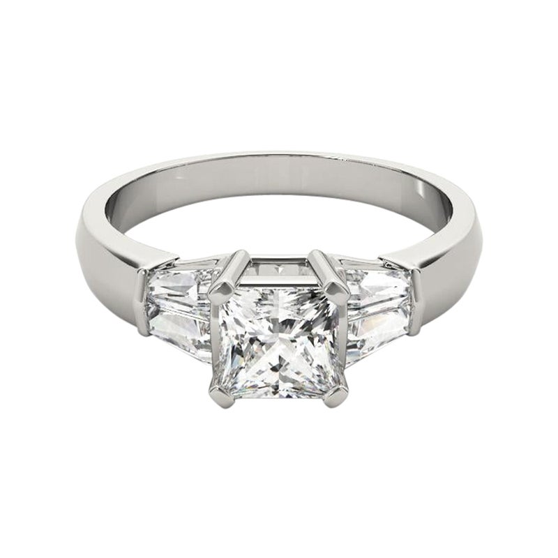 GIA 1.5ct Princesse Canal Baguette & Solitaire  Bague en diamant