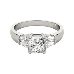 GIA 1.5ct Princess Channel Baguette & Solitaire  Diamond Ring