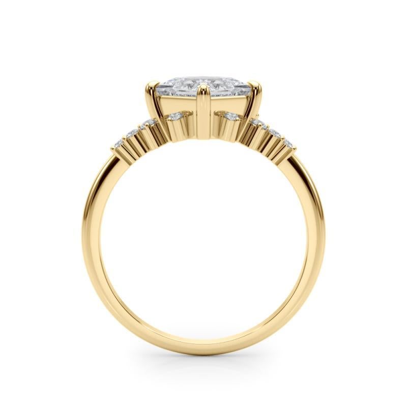 GIA 1,5ct Principessa Cluster Diamond Dewdrop Solitario in oro giallo Anello di diamanti In condizioni Nuovo in vendita a New York, NY