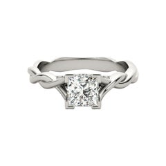 GIA 1.5ct Princess Double Chevron Pave Twisted Band White Gold Diamond Ring