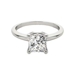 GIA 1,5ct Principessa Solitario e Hidden Halo Pave Anello con diamanti in oro bianco 18K
