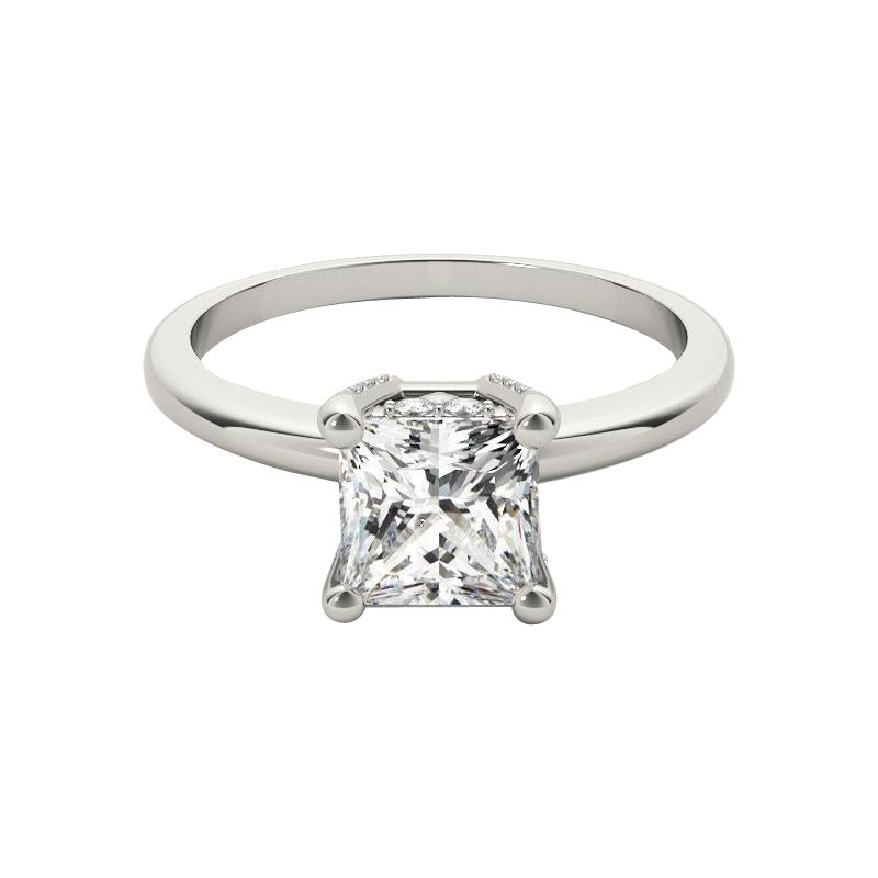 GIA 1,5ct Principessa Solitario e Halo Pave Nascosto  Anello con diamante