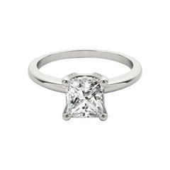 GIA 1.5ct Princess Solitaire & Hidden Halo Pave  Diamond Ring
