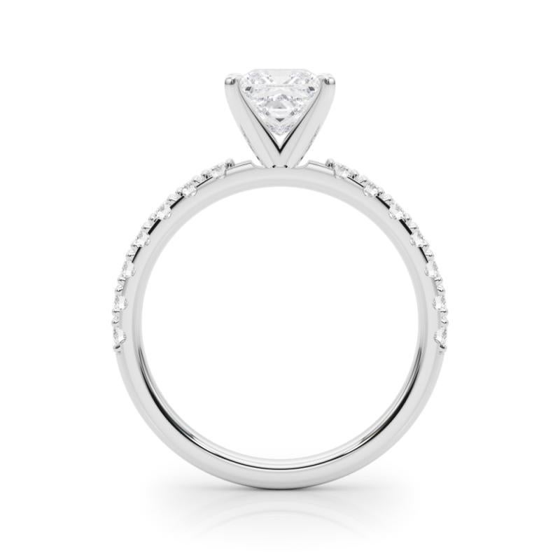 GIA 1,5ct Principessa Solitario con Mezza Eternità Anello con Diamante in Oro Bianco 18K In condizioni Nuovo in vendita a New York, NY