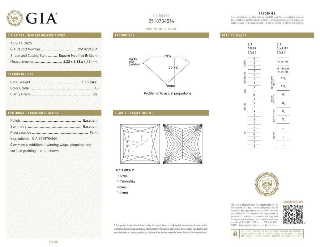 Contemporain GIA 1.5ct Princesse Carré Coussin Halo Cathédrale  Bague en diamant