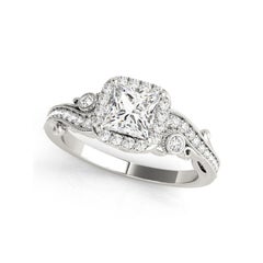 GIA 1.5ct Princess Square Halo Multi-Stone Curved  Diamond Ring