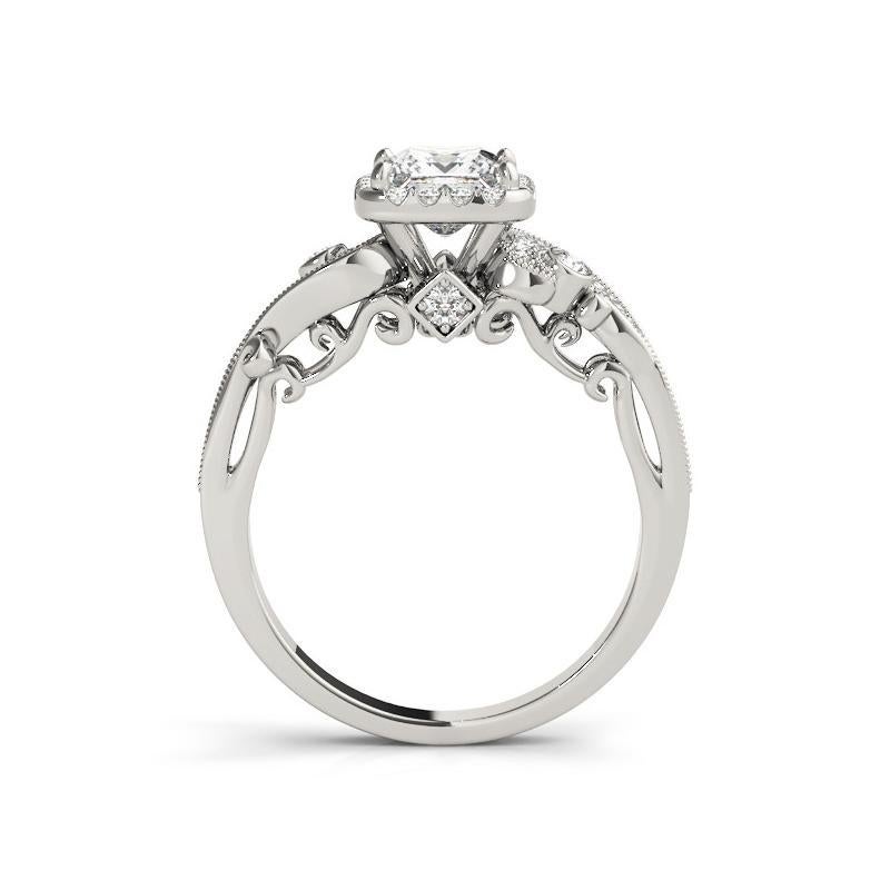 Contemporary GIA 1.5ct Princess Square Halo Multi-Stone Curved  Diamond Ring For Sale