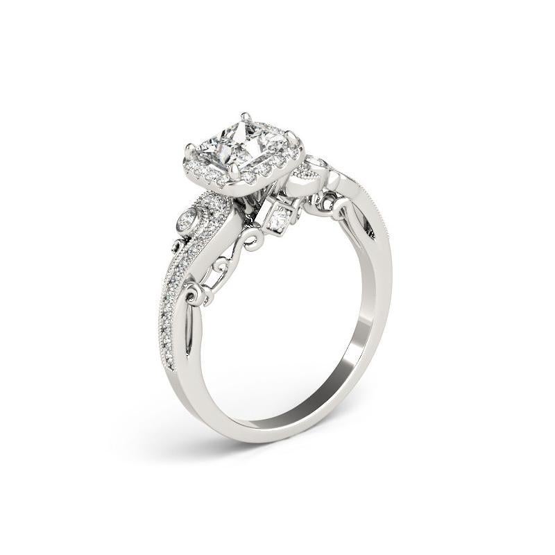 Princess Cut GIA 1.5ct Princess Square Halo Multi-Stone Curved  Diamond Ring For Sale