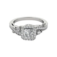 GIA 1.5ct Princess Square Halo Multi-Stone Curved  Diamond Ring