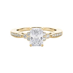 GIA 1.5ct Radiant Bezel Antique Ribbon Prong Bridge Yellow Gold Diamond Ring