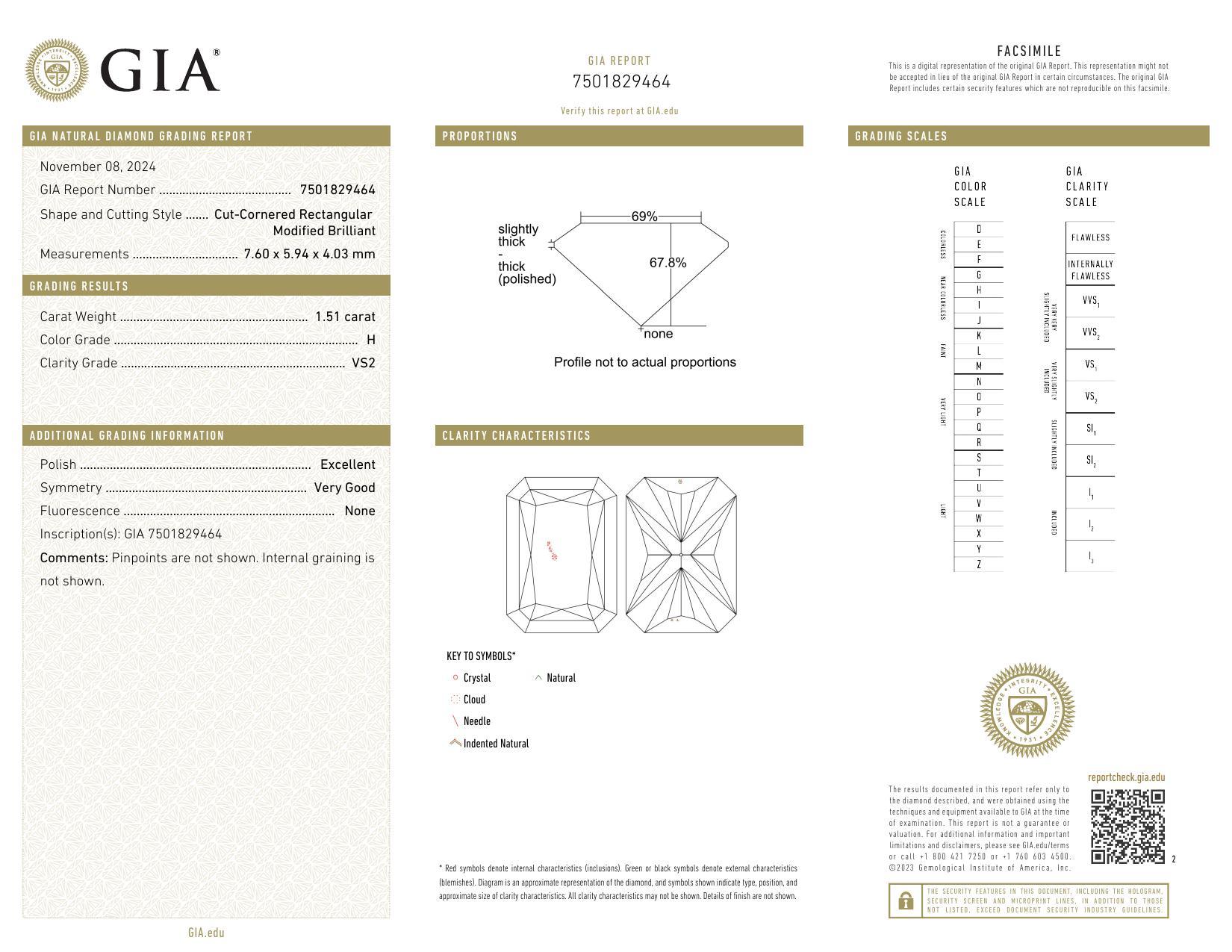 GIA 1.6ct Radiant Three-Stone Decorated Gallery (a Gallery)  Bague en diamant Pour femmes en vente