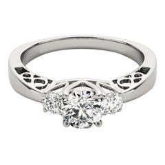 GIA 1.5ct Round 3-Stone Open Gallery Infinity 18K White Gold Diamond Ring