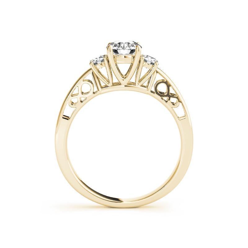 GIA 1,5ct Runde 3-Stein Offene Galerie Unendlichkeit 18K Gelbgold Diamantring im Zustand „Neu“ im Angebot in New York, NY