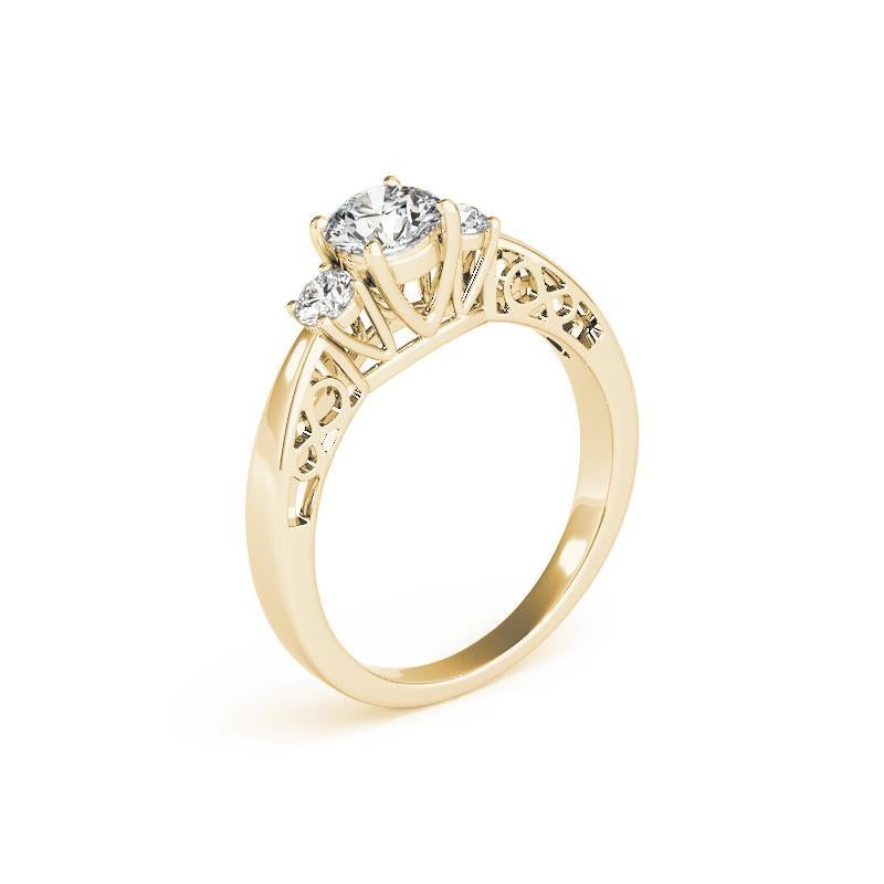 GIA 1,5ct Runde 3-Stein Offene Galerie Unendlichkeit 18K Gelbgold Diamantring Damen im Angebot