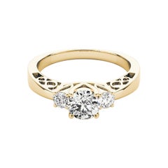GIA 1.5ct Round 3-Stone Open Gallery Infinity 18K Yellow Gold Diamond Ring