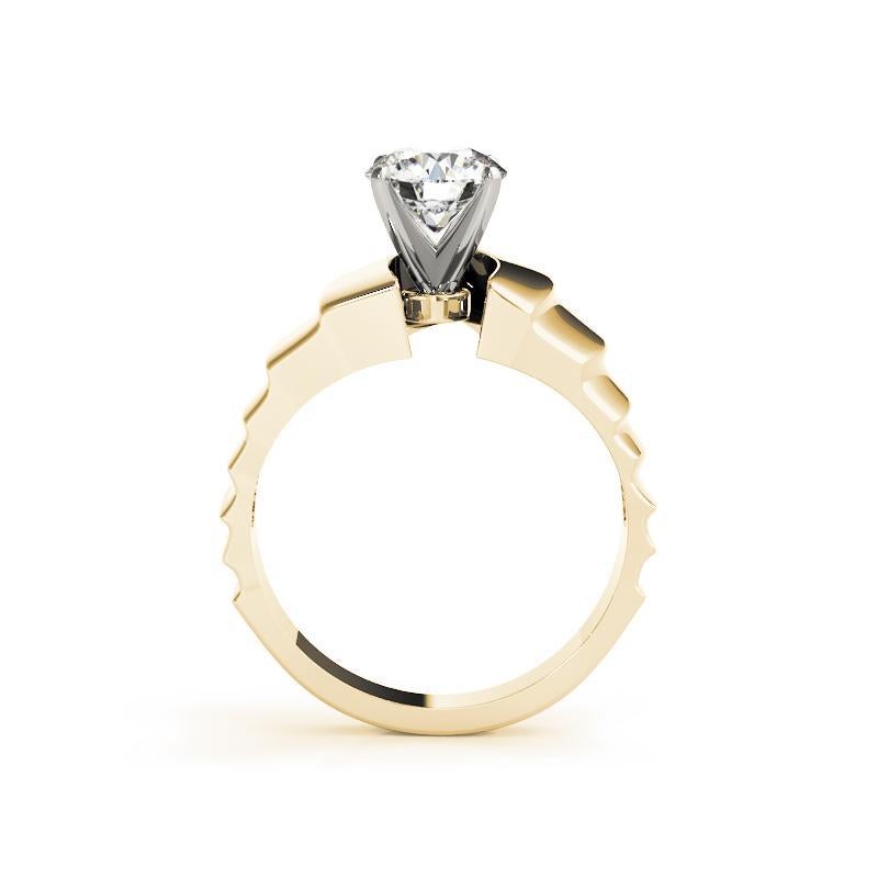 GIA Anello con diamante rotondo scultoreo solitario in oro giallo da 1,5 ct. In condizioni Nuovo in vendita a New York, NY