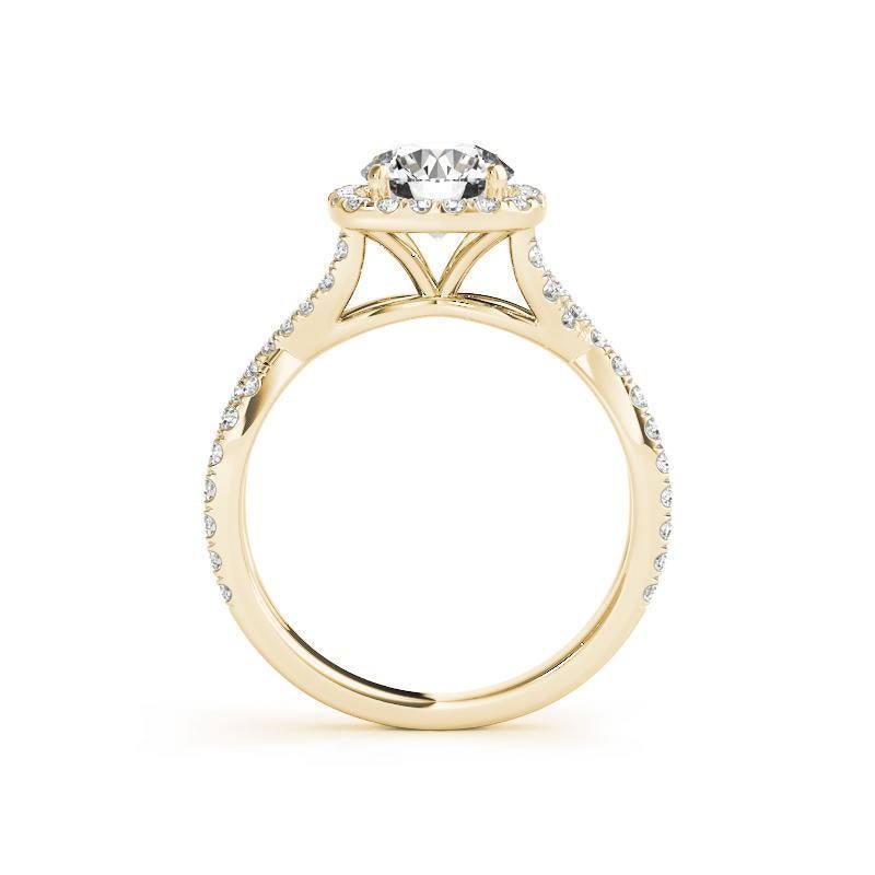 Taglio rotondo GIA 1,5ct Anello con diamante rotondo aureolato Infinity Symbol Cathedral in oro giallo 18K in vendita