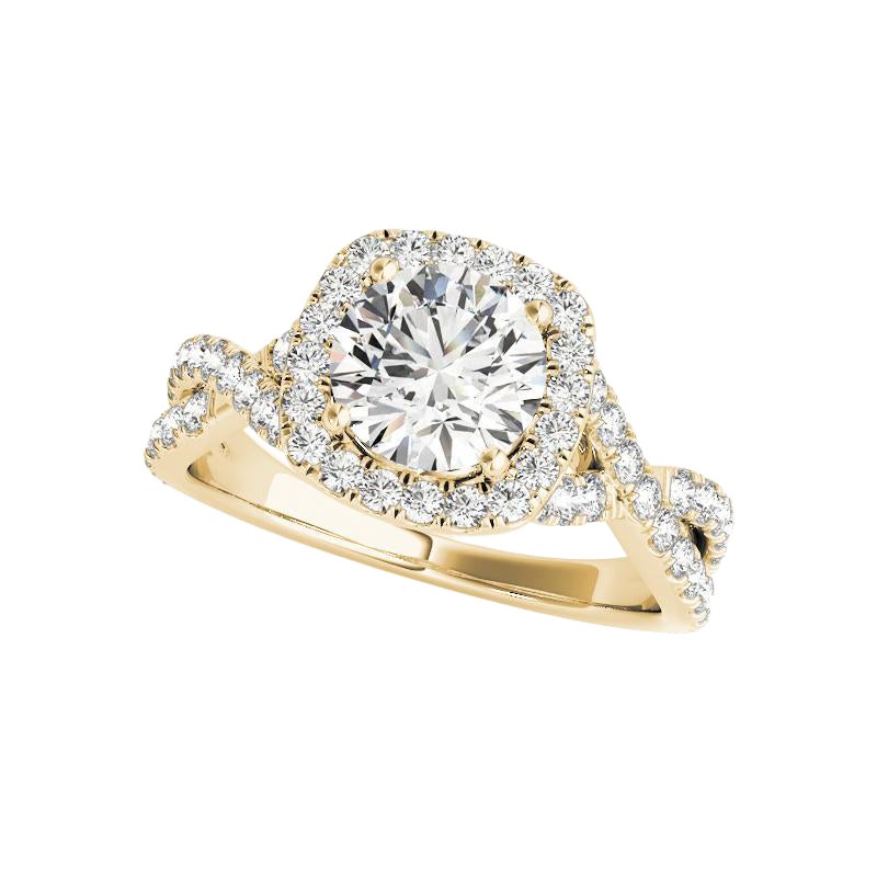 GIA 1,5ct Anello con diamante rotondo aureolato Infinity Symbol Cathedral in oro giallo 18K