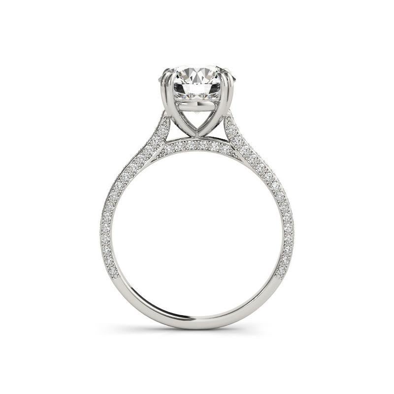 Taglio rotondo GIA 1,5ct Anello a eternità parziale rotondo decorato Gallery in oro bianco con diamanti in vendita