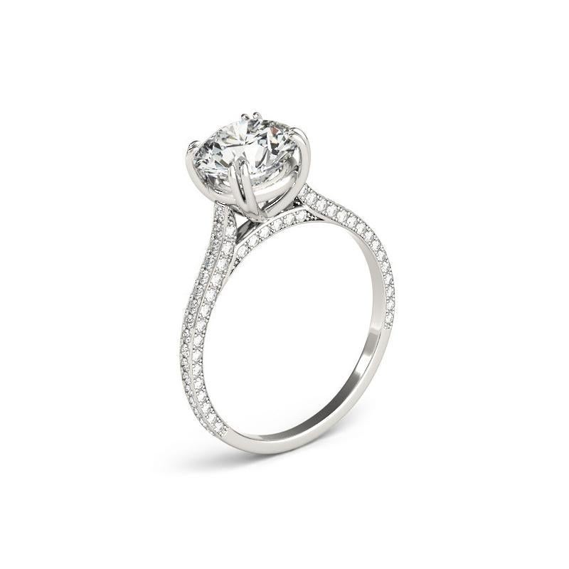 GIA 1,5ct Anello a eternità parziale rotondo decorato Gallery in oro bianco con diamanti In condizioni Nuovo in vendita a New York, NY