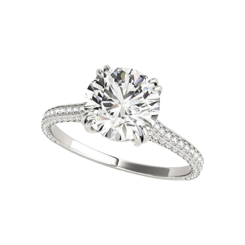GIA 1,5ct Anello a eternità parziale rotondo decorato Gallery in oro bianco con diamanti