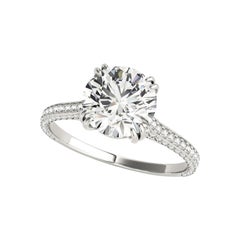 GIA 1,5ct Anello a eternità parziale rotondo decorato Gallery in oro bianco con diamanti