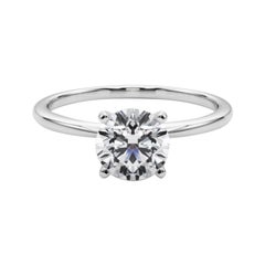 GIA 1.5ct Round Prong Set Solitaire Slim Band 18K White Gold Diamond Ring