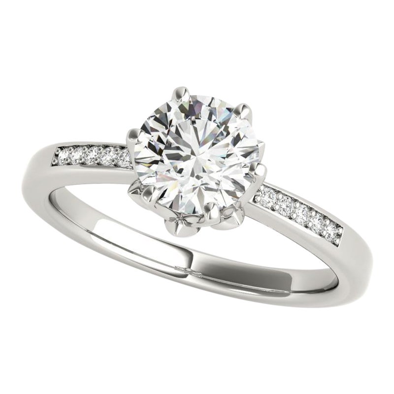 GIA 1.5ct Round Solitaire Blooming Rose Pave  Bague en diamant