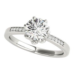 GIA 1.5ct Round Solitaire Blooming Rose Pave  Diamond Ring