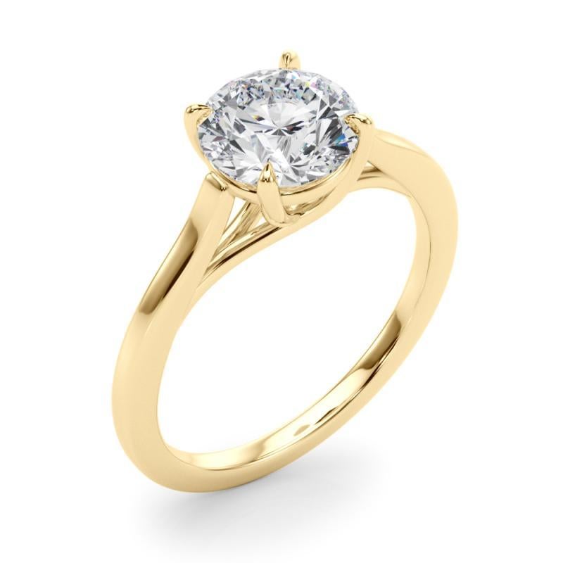 Donna GIA 1,5ct Anello con diamante rotondo solitario intrecciato in oro giallo cattedrale in vendita