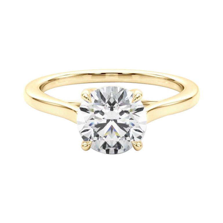 GIA 1,5ct Anello con diamante rotondo solitario intrecciato in oro giallo cattedrale