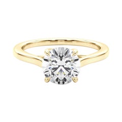 GIA 1,5ct Anello con diamante rotondo solitario intrecciato in oro giallo cattedrale