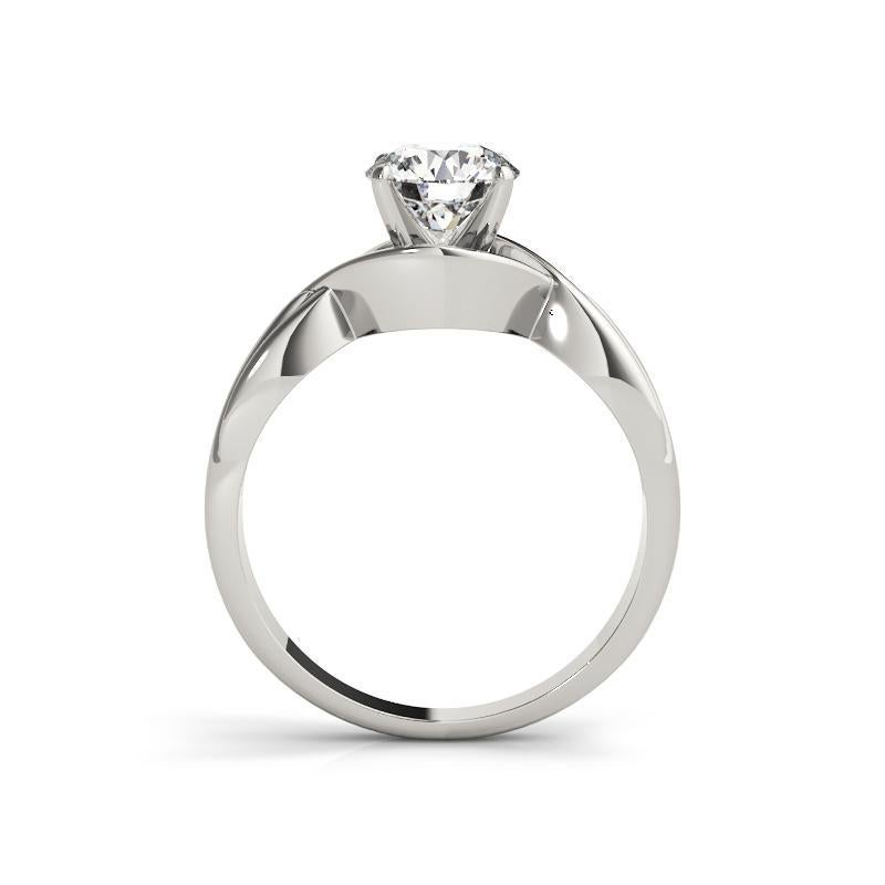 GIA 1.5ct Round Solitaire Love Knot Ribbed Band White Gold Diamond Ring Neuf - En vente à New York, NY