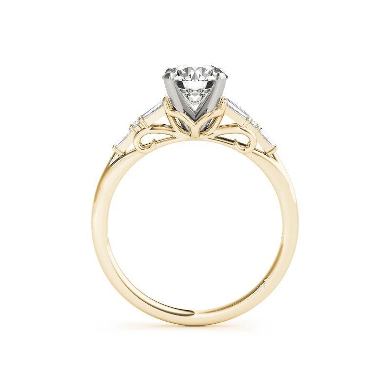 Taglio rotondo GIA 1.5ct Round Solitaire & Tapered Baguette Multi-Stone Diamond Ring in vendita