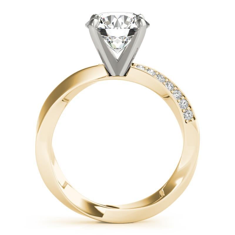 GIA 1,5ct Anello con diamante rotondo solitario a fascia quadrata ritorta in oro giallo 18K In condizioni Nuovo in vendita a New York, NY