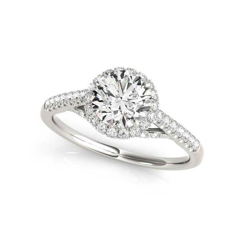 Taglio rotondo GIA 1,5ct Anello con diamante rotondo a triplo decker Cathedral in oro bianco 18 carati in vendita