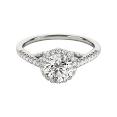 GIA 1,5ct Anello con diamante rotondo a triplo decker Cathedral in oro bianco 18 carati