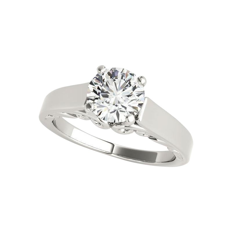 GIA 1.5ct Anello con diamante rotondo Vintage Ribbon Scroll Cathedral