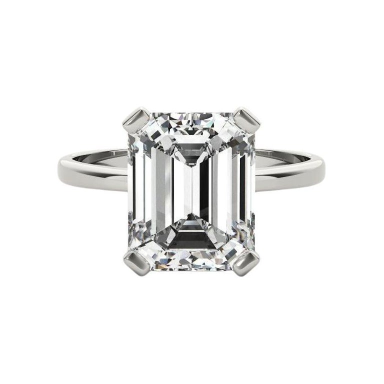 GIA 1.5ct Solitaire Emerald 4-Prong Basket  Diamond Ring For Sale