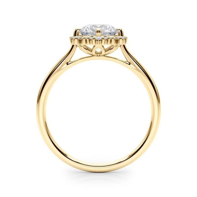 GIA 1,6 carati di diamante rotondo Icicle Flower Cluster Halo in oro giallo 18 carati In condizioni Nuovo in vendita a New York, NY