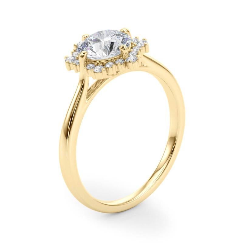 Donna GIA 1,6 carati di diamante rotondo Icicle Flower Cluster Halo in oro giallo 18 carati in vendita