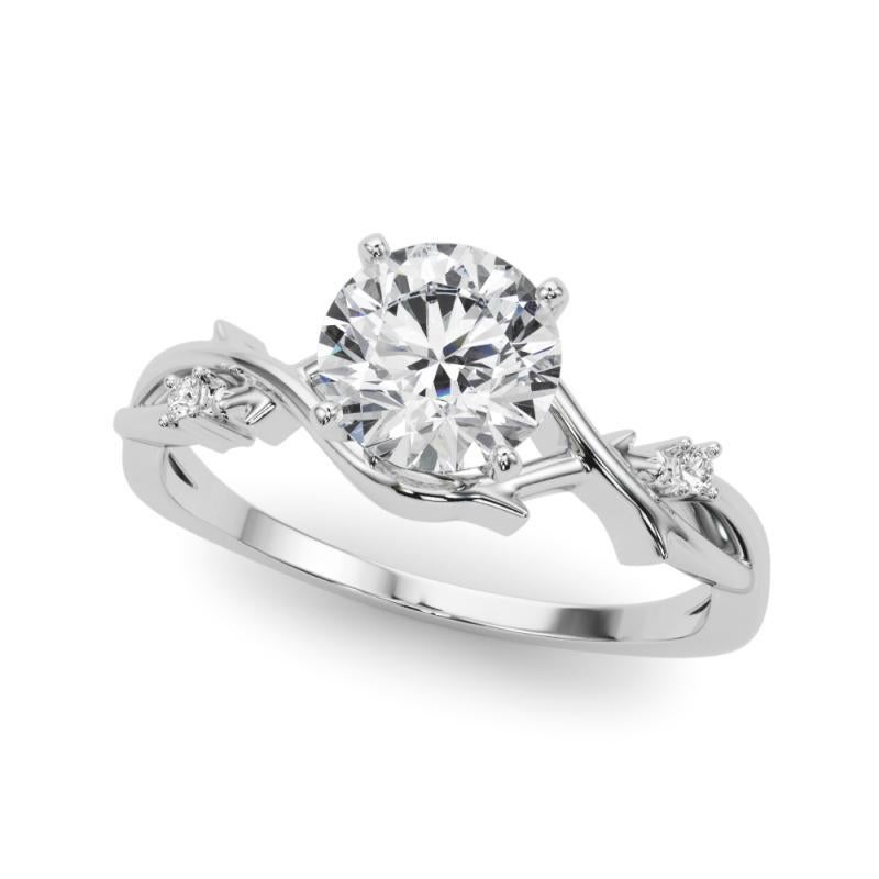 Donna GIA Anello con diamanti in oro bianco 18 carati da 1,6 carati a forma di vite rotonda ispirato alla Nature in vendita